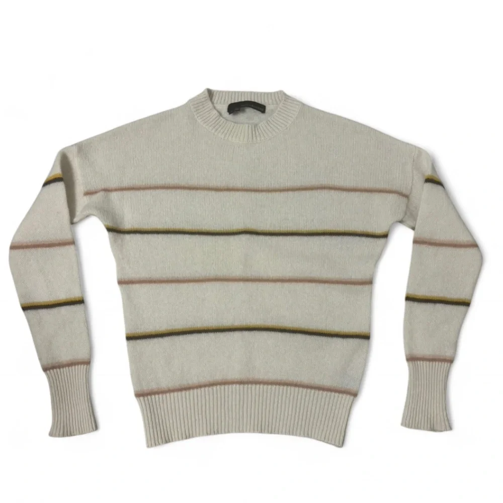 360 Cashmere Women's Sweater - Cream with Tan and Gold Stripes - Picture 5 of 5